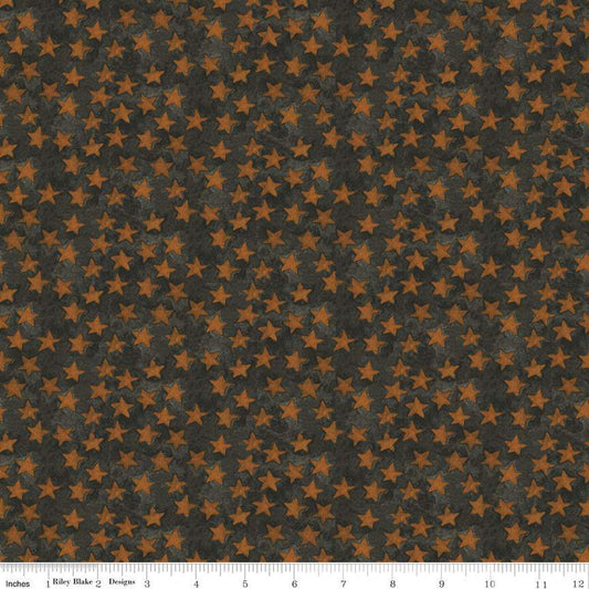26" End of Bolt - Halloween Whimsy Stars C11824 Black - Riley Blake Designs - Textured Background - Quilting Cotton Fabric