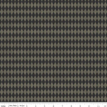 16" End of Bolt - Halloween Whimsy Diamonds C11828 Black - Riley Blake Designs - Geometric Argyle - Quilting Cotton Fabric