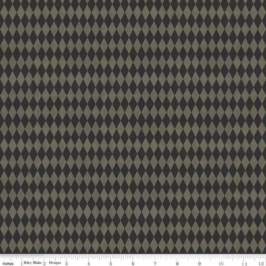 16" End of Bolt - Halloween Whimsy Diamonds C11828 Black - Riley Blake Designs - Geometric Argyle - Quilting Cotton Fabric