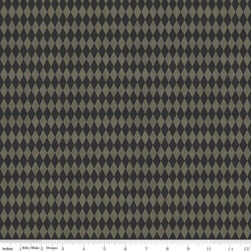 24" End of Bolt - Halloween Whimsy Diamonds C11828 Black - Riley Blake Designs - Geometric Argyle - Quilting Cotton Fabric