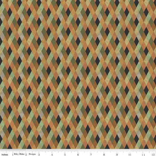 DEAL Halloween Whimsy Diamonds C11828 Multi - Riley Blake Designs - Geometric Argyle - Quilting Cotton Fabric