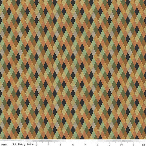 SALE Halloween Whimsy Diamonds C11828 Multi - Riley Blake Designs - Geometric Argyle - Quilting Cotton Fabric