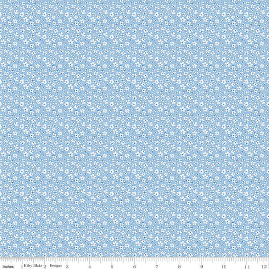 21" End of Bolt - DEAL Sunshine & Dewdrops Ditsy C11975 Sky - Riley Blake Designs - Floral Flowers Blue - Quilting Cotton Fabric