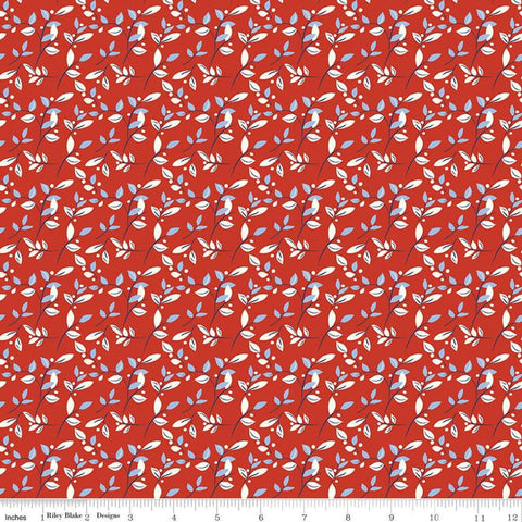 Fat Quarter End of Bolt - Red White and Bang! Leaves C11527 Red - Riley Blake - Patriotic Independence Day Leaves - Quilting Cotton Fabric