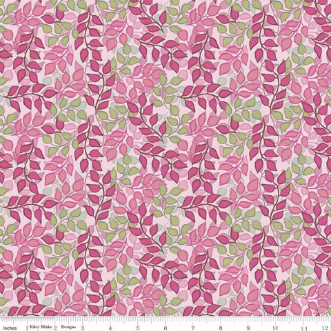 26" End of Bolt - SALE Blissful Blooms Vines C11914 Pink - Riley Blake Designs - Leaves Blue - Quilting Cotton Fabric