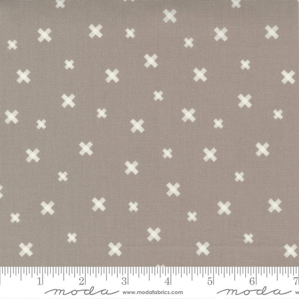 29' End of Bolt Piece - SALE Seashore Drive Nautical 37623 Pebble - Moda Fabrics - Geometric Crosses Gray Grey - Quilting Cotton Fabric