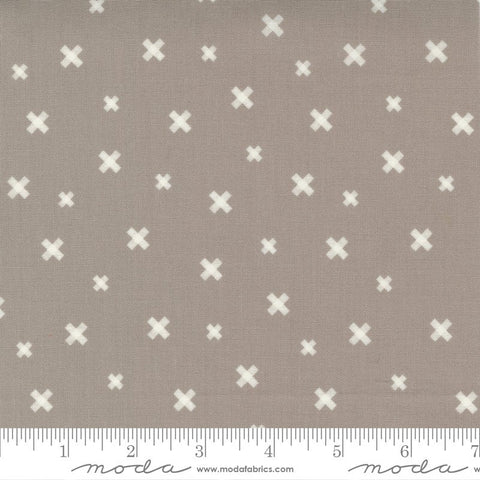 29' End of Bolt Piece - SALE Seashore Drive Nautical 37623 Pebble - Moda Fabrics - Geometric Crosses Gray Grey - Quilting Cotton Fabric