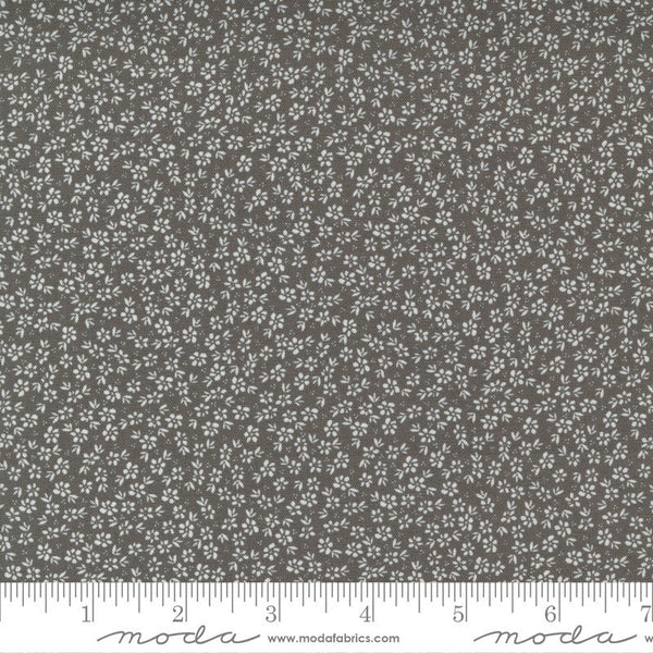 Fat Quarter End of Bolt - SALE Seashore Drive Harbor 37624 Charcoal - Moda Fabrics - Floral Flowers Gray Grey - Quilting Cotton Fabric