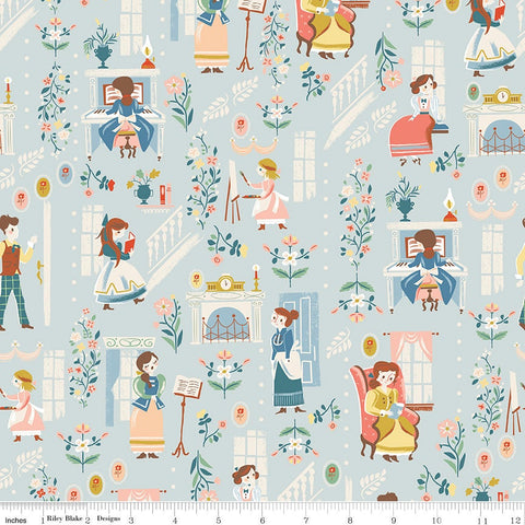 13" End of Bolt - Little Women Main C11870 Dusk - Riley Blake - Louisa May Alcott Jo Meg Beth Amy Laurie Vignettes - Quilting Cotton Fabric