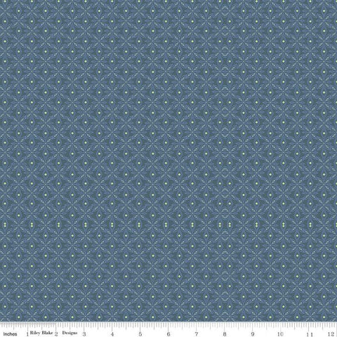 33" End of bolt - Little Women Wallpaper C11876 Navy - Riley Blake- Louisa May Alcott Geometric Tone-on-Tone Damask - Quilting Cotton Fabric
