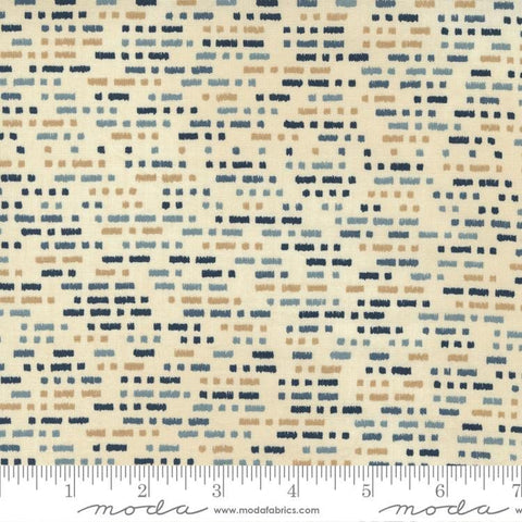 Fat Quarter End of Bolt - SALE To the Sea Morse Code 16935 Pearl - Moda Fabrics - Geometric Dashes Multi on Natural - Quilting Cotton Fabric