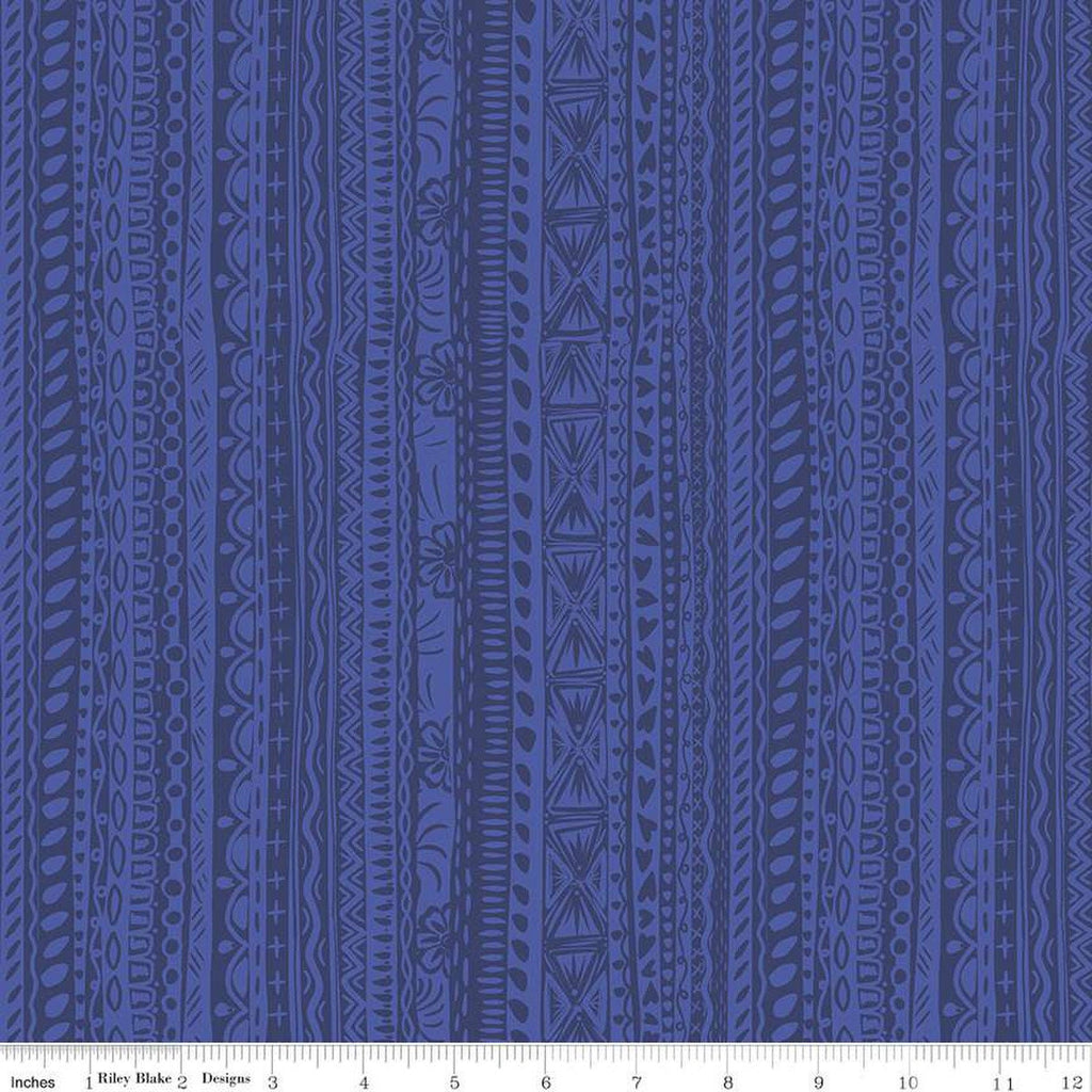 CLEARANCE 11" End of Bolt Amor Eterno Stripes C11814 Blue - Riley Blake Designs - Dia de Muertos Tone-on-Tone Mexico -Quilting Cotton Fabric