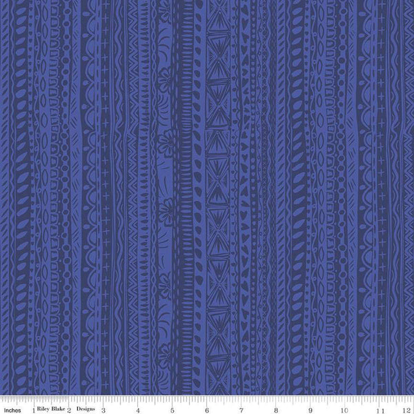 CLEARANCE 11" End of Bolt Amor Eterno Stripes C11814 Blue - Riley Blake Designs - Dia de Muertos Tone-on-Tone Mexico -Quilting Cotton Fabric