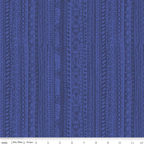 CLEARANCE 11" End of Bolt Amor Eterno Stripes C11814 Blue - Riley Blake Designs - Dia de Muertos Tone-on-Tone Mexico -Quilting Cotton Fabric