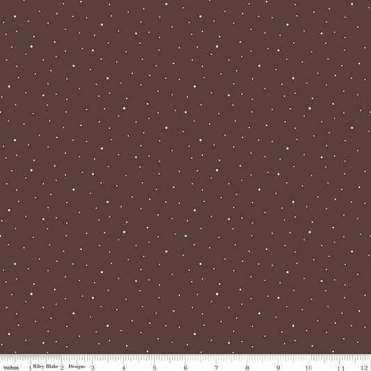 30" End of Bolt - DEAL Dapple Dot C640 Raisin - Riley Blake Designs - Scattered Pin Dots Dotted Brown - Quilting Cotton Fabric
