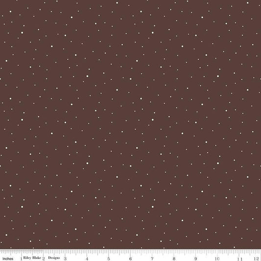 8" End of Bolt - DEAL Dapple Dot C640 Raisin - Riley Blake Designs - Scattered Pin Dots Dotted Brown - Quilting Cotton Fabric