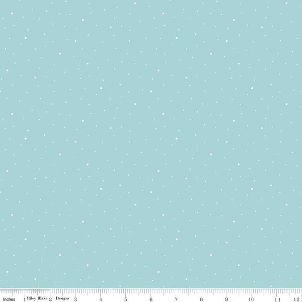 SALE Dapple Dot C640 Aqua by Riley Blake Designs - Pin Dots Dotted Dots Blue - Quilting Cotton Fabric