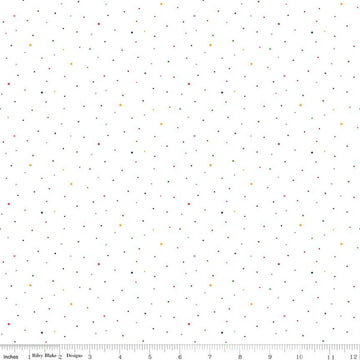 DEAL Dapple Dot on White C645 Rainbow - Riley Blake Designs - Scattered Pin Dots Dotted - Quilting Cotton Fabric