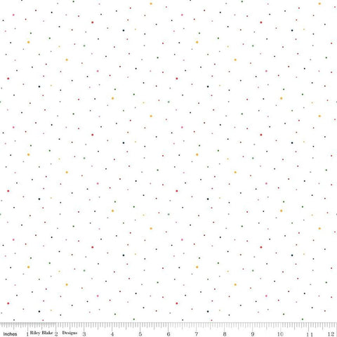 SALE Dapple Dot on White C645 Rainbow by Riley Blake Designs - Scattered Pin Dots Dotted - Quilting Cotton Fabric