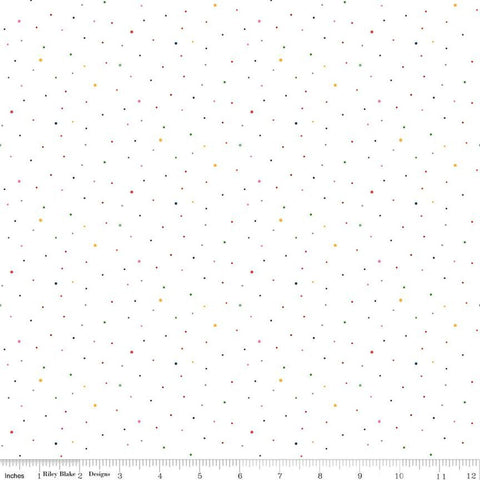 SALE Dapple Dot on White C645 Rainbow by Riley Blake Designs - Scattered Pin Dots Dotted - Quilting Cotton Fabric