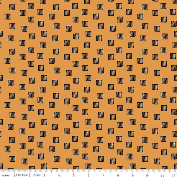 31" End of Bolt - CLEARANCE Mad Masquerade Checkered Past C11962 Orange - Riley Blake - Halloween Wonderland Squares Quilting Cotton Fabric