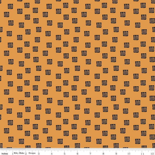 31" End of Bolt - CLEARANCE Mad Masquerade Checkered Past C11962 Orange - Riley Blake - Halloween Wonderland Squares Quilting Cotton Fabric