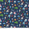 25" End of Bolt - Let's Play Alphabet C11882 Navy - Riley Blake - Fisher-Price Animals Toys Letters - Quilting Cotton - Licensed Product