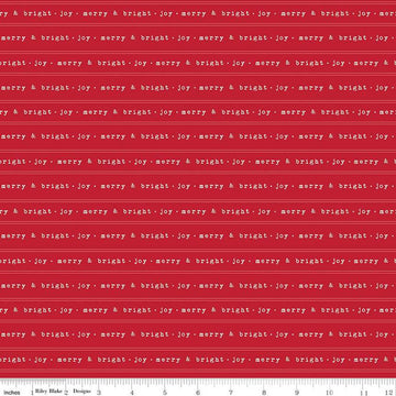 Old Fashioned Christmas Text C12135 Red - Riley Blake Designs - Merry & Bright Joy Striped Stripes - Quilting Cotton Fabric