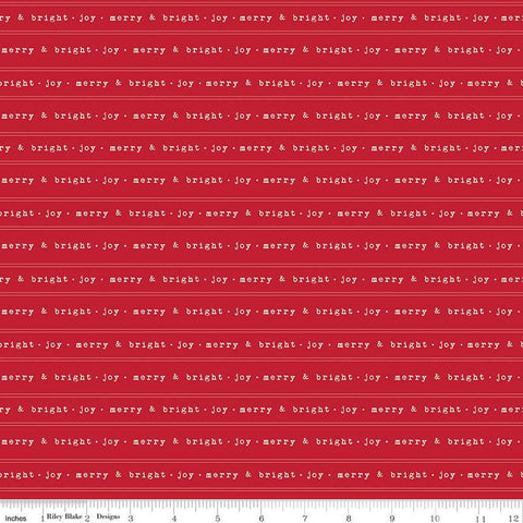 Old Fashioned Christmas Text C12135 Red - Riley Blake Designs - Merry and Bright Joy Striped Stripes - Quilting Cotton Fabric