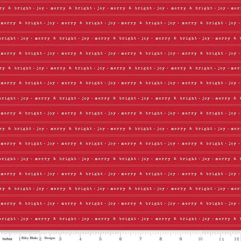 Old Fashioned Christmas Text C12135 Red - Riley Blake Designs - Merry and Bright Joy Striped Stripes - Quilting Cotton Fabric