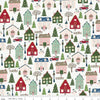 19" End of Bolt - Christmas Village Main C12240 Off White - Riley Blake - Houses Trees Snowmen Churches Trucks  - Quilting Cotton Fabric