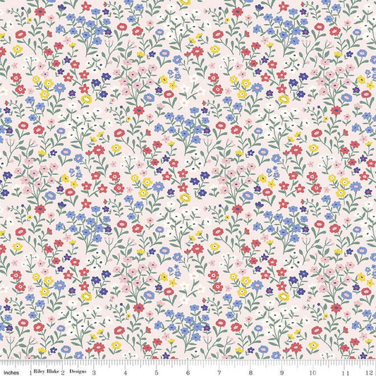 10" End of Bolt - SALE FLANNEL Floral F12001 Ballerina - Riley Blake Designs - Flowers Pink - FLANNEL Cotton Fabric