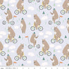 Fat Quarter End of Bolt - CLEARANCE FLANNEL Bear on a Bike F12002 Lavender - Riley Blake - Children's Bears Bicycles - FLANNEL Cotton Fabric
