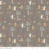 17" End of Bolt - SALE FLANNEL Trees F12009 Pebble - Riley Blake Designs - Plants Mushrooms Brown - FLANNEL Cotton Fabric