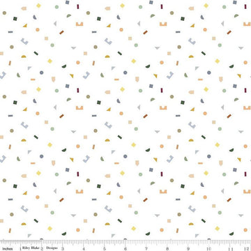 33" End of Bolt - CLEARANCE FLANNEL Shape Up F12011 Off White - Riley Blake - Children's Geometric Building Block Shapes - FLANNEL Cotton