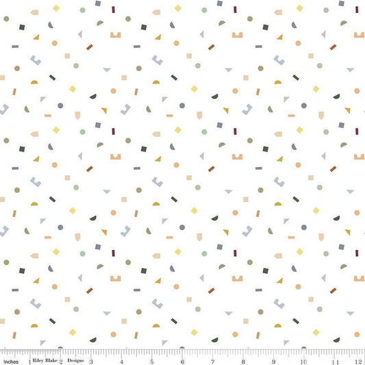 33" End of Bolt - CLEARANCE FLANNEL Shape Up F12011 Off White - Riley Blake - Children's Geometric Building Block Shapes - FLANNEL Cotton