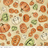 14" End of Bolt - SALE Halloween Whimsy Pumpkins C11821 Parchment - Riley Blake Designs - Jack-o-Lanterns - Quilting Cotton Fabric