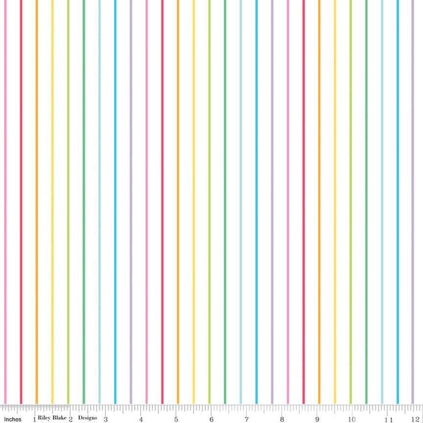 9" End of Bolt - SALE Sunshine Blvd Stripes C12103 White - Riley Blake Designs - Sunshine Boulevard Stripe Striped - Quilting Cotton Fabric