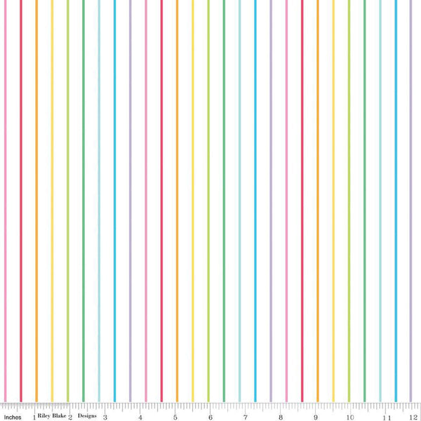 9" End of Bolt - SALE Sunshine Blvd Stripes C12103 White - Riley Blake Designs - Sunshine Boulevard Stripe Striped - Quilting Cotton Fabric