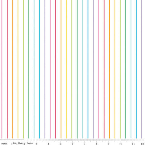 9" End of Bolt - SALE Sunshine Blvd Stripes C12103 White - Riley Blake Designs - Sunshine Boulevard Stripe Striped - Quilting Cotton Fabric