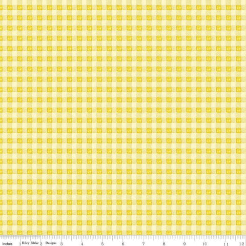Fat Quarter End of Bolt - SALE Sunshine and Dewdrops PRINTED Gingham C11977 Yellow - Riley Blake - Check Checks - Quilting Cotton Fabric