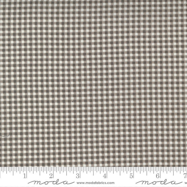 Fat Quarter End of Bolt - SALE Seashore Drive Picnic Check 37626 Charcoal - Moda - PRINTED Gingham Grey Off White - Quilting Cotton Fabric