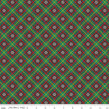 Fat Quarter End of Bolt Piece SALE Winter Wonder Plaid C12067 Charcoal Riley Blake Designs Christmas White Snowflakes Quilting Cotton Fabric