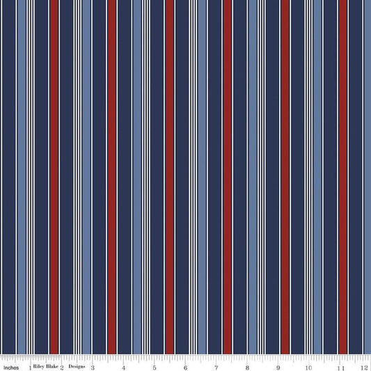 12" End of Bolt - Picadilly Stripes C11894 Multi - Riley Blake Designs - Patriotic Independence Day Stripe Striped - Quilting Cotton Fabric