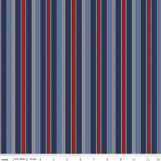 12" End of Bolt - Picadilly Stripes C11894 Multi - Riley Blake Designs - Patriotic Independence Day Stripe Striped - Quilting Cotton Fabric