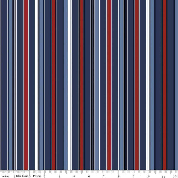 Picadilly Stripes C11894 Multi - Riley Blake Designs - Patriotic Independence Day Stripe Striped - Quilting Cotton Fabric