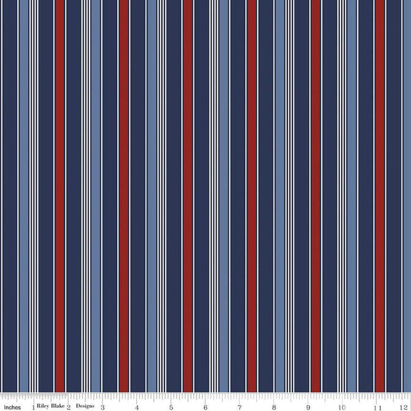 Picadilly Stripes C11894 Multi - Riley Blake Designs - Patriotic Independence Day Stripe Striped - Quilting Cotton Fabric