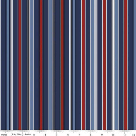 Picadilly Stripes C11894 Multi - Riley Blake Designs - Patriotic Independence Day Stripe Striped - Quilting Cotton Fabric