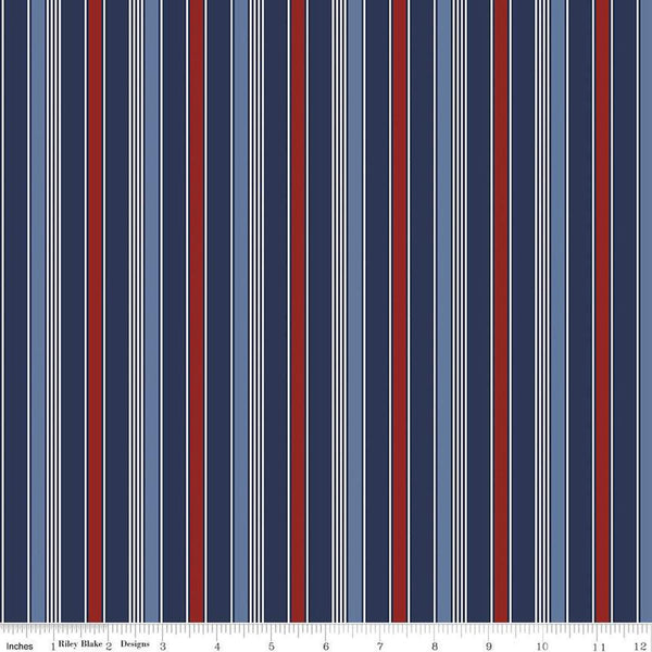 Picadilly Stripes C11894 Multi - Riley Blake Designs - Patriotic Independence Day Stripe Striped - Quilting Cotton Fabric