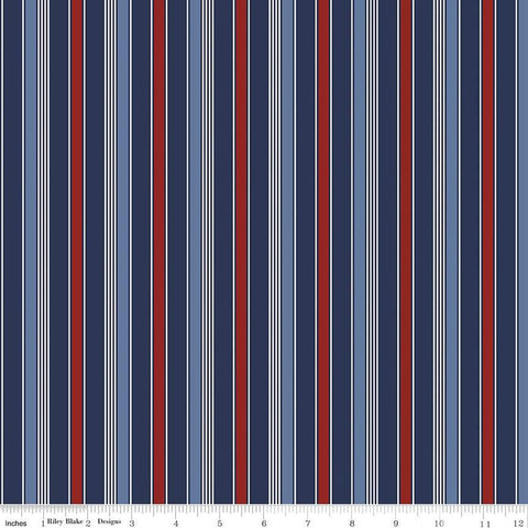 Picadilly Stripes C11894 Multi - Riley Blake Designs - Patriotic Independence Day Stripe Striped - Quilting Cotton Fabric